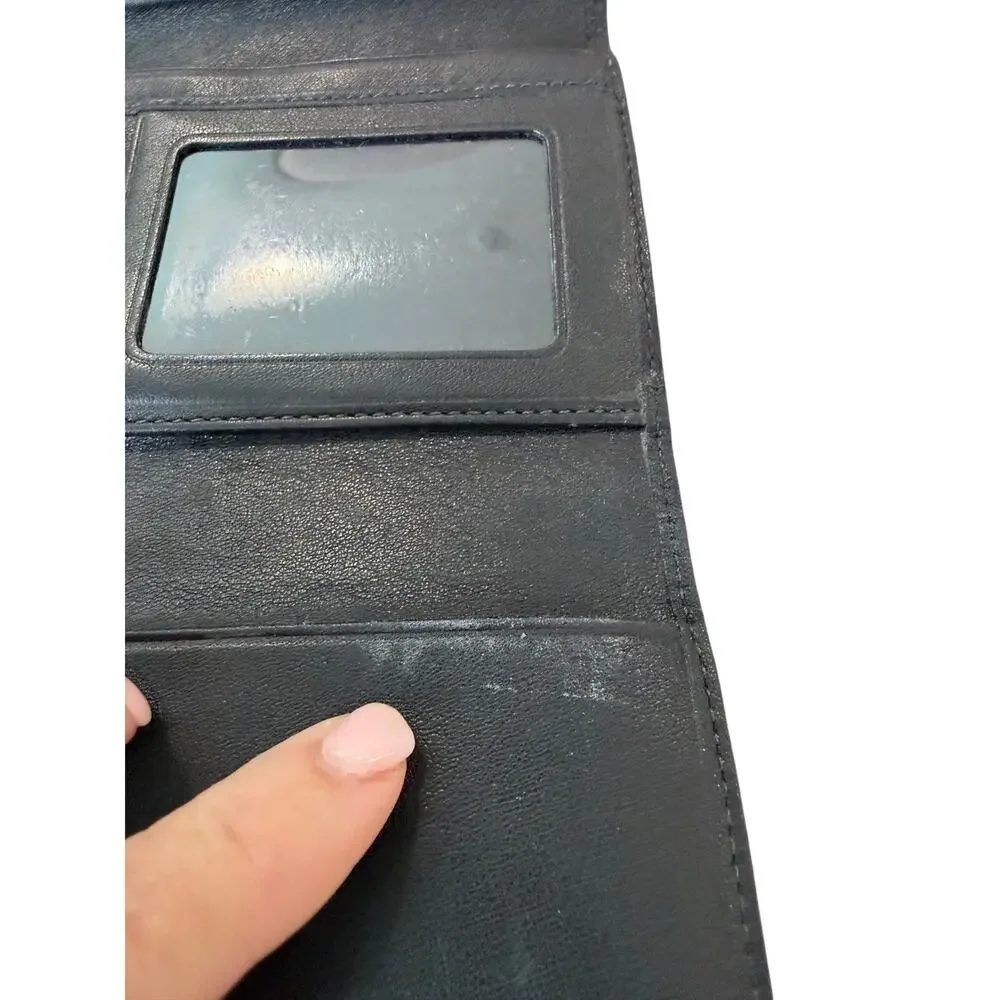 COACH Vintage Hampton Black Leather Trifold Wallet Y2K 90’s